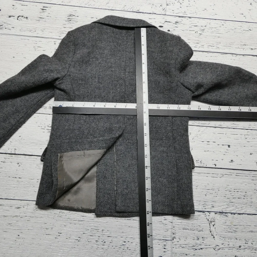 Vintage Elegant Heir Wool Blend Pea Coat Boys Size 8 Gray Double Breasted